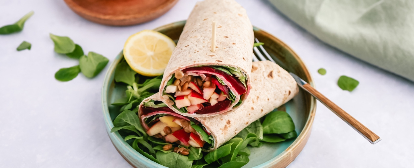 Wrap met geitenkaas, biet & appel