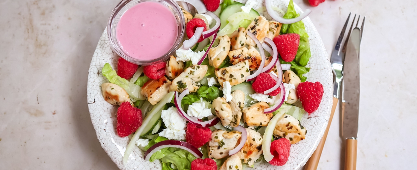 Salade met kip, venkel & frambozen