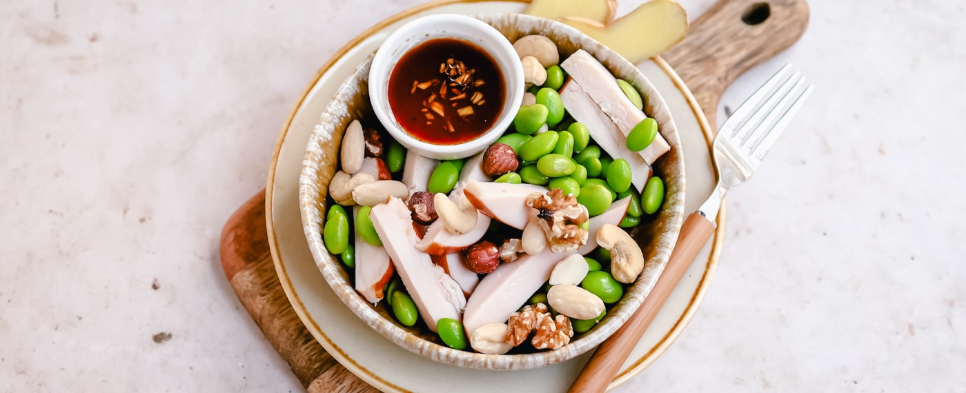 Aziatische snack met edamame boontjes