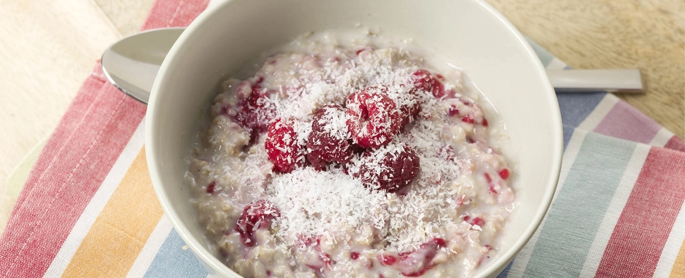 Overnight oats met frambozen & kokos