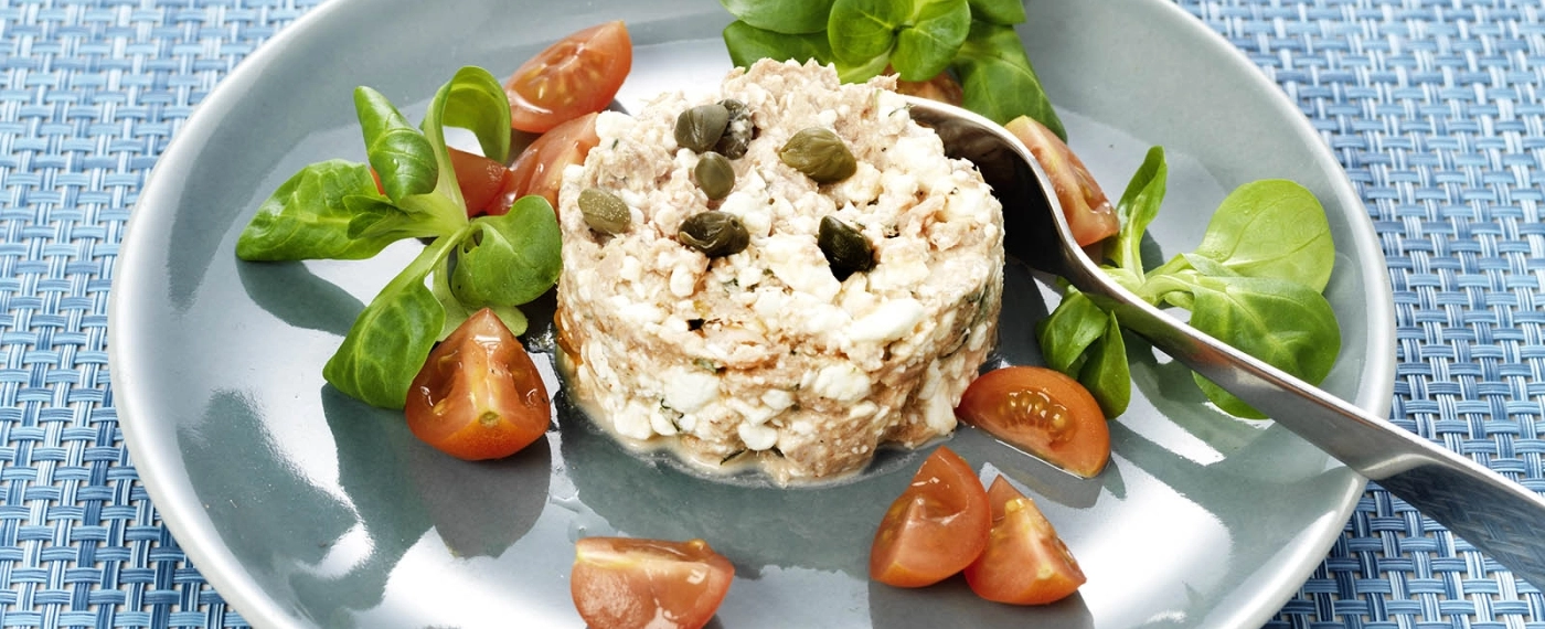 Tonijntorentje met cottage cheese