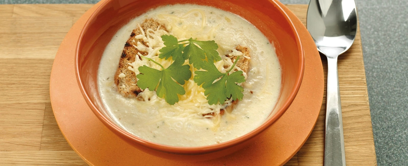 Uiensoep met cottage cheese