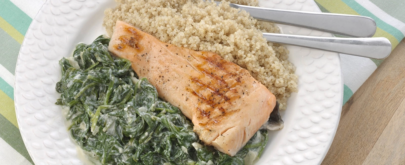 Gegrilde Zalm Met Spinazie Quinoa Fitchef Nl