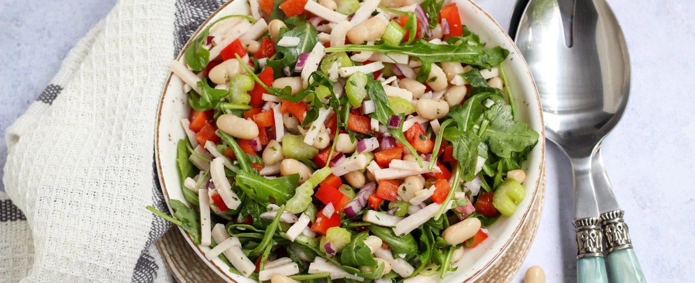Salade met cannellini bonen & kipreepjes
