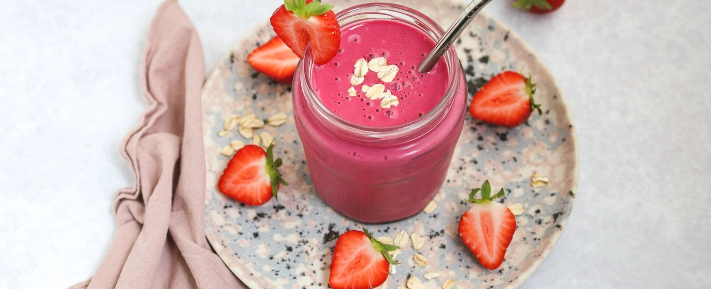 Proteïnerijke aardbeien & bieten smoothie