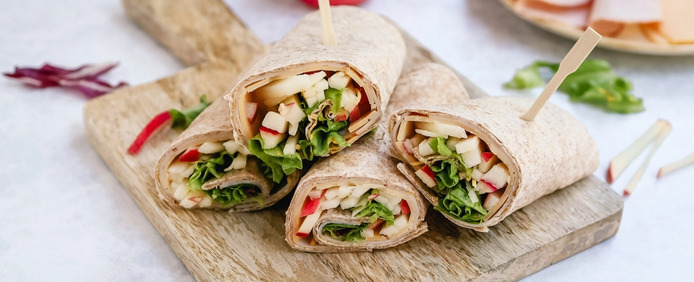 Wrap met kaas, kalkoenfilet & appel