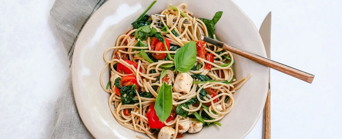 Spaghetti met kip & spinazie