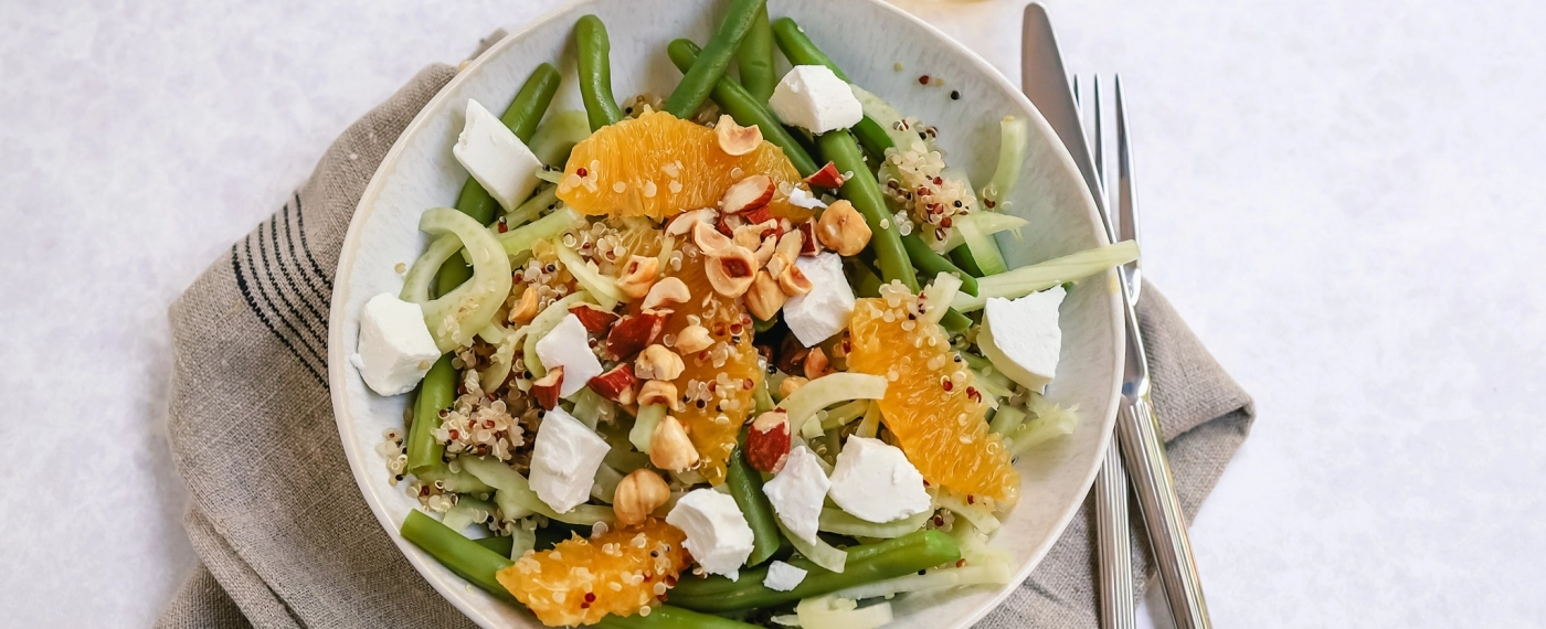 Quinoasalade met sinaasappel, venkel & geitenkaas