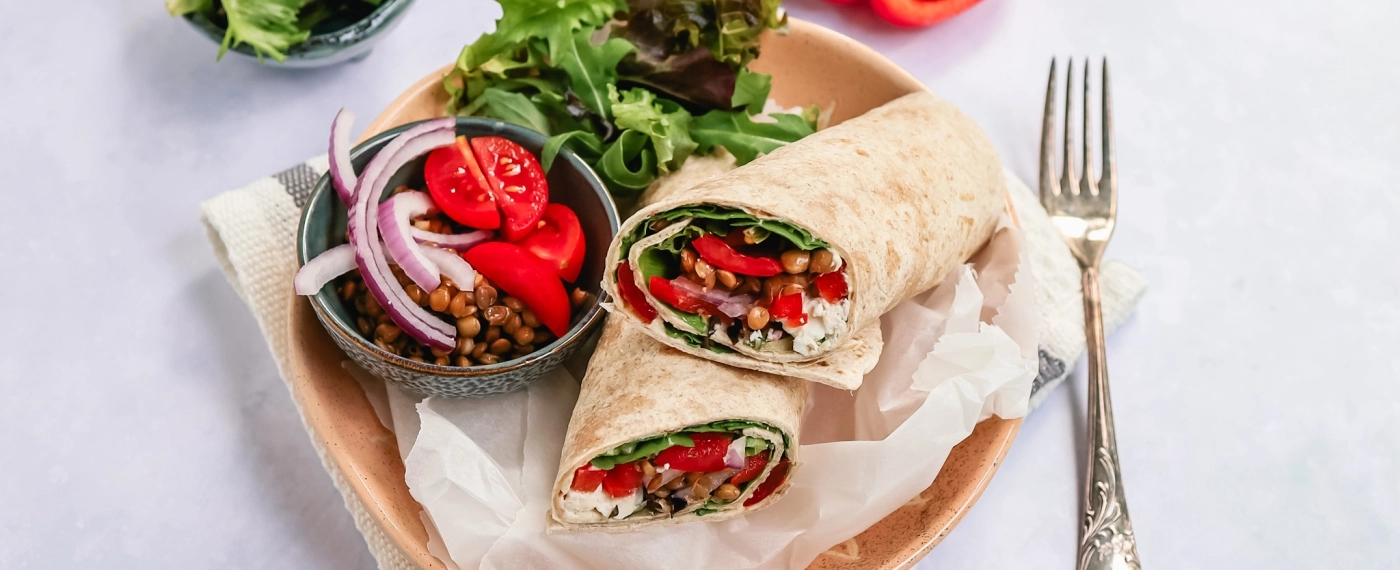 Wrap met hummus & linzen