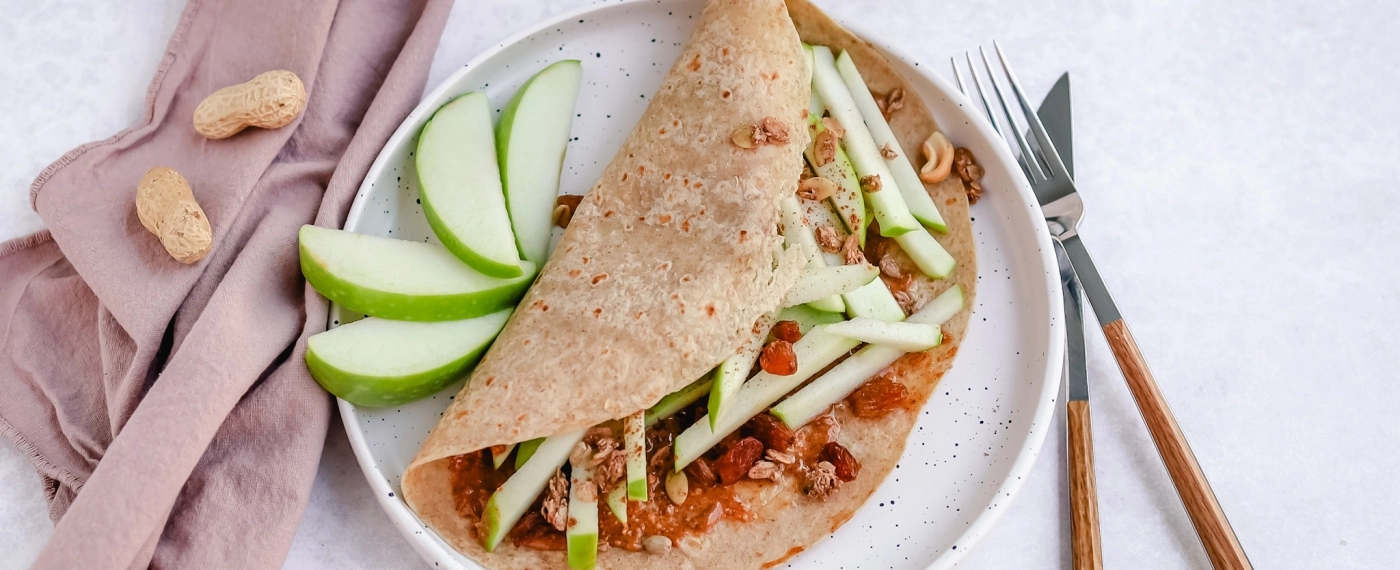 Wrap met pindakaas & appel