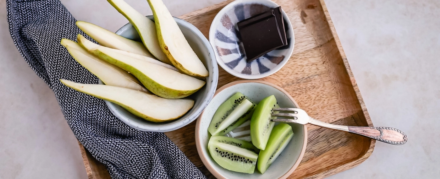 Kiwi & peer met pure chocolade