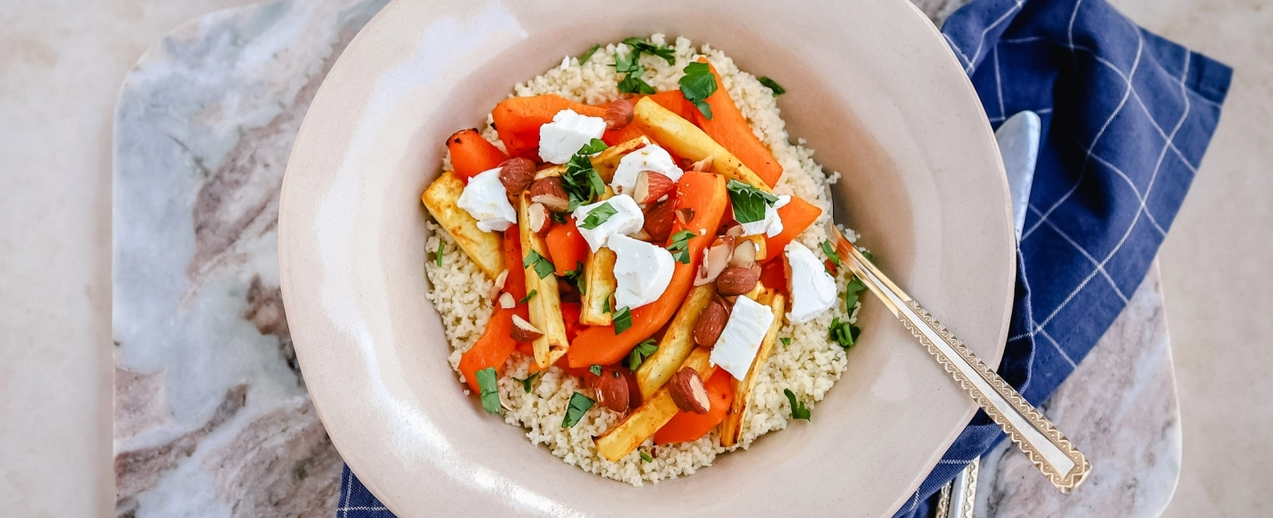 Couscous met pastinaak, pompoen & feta