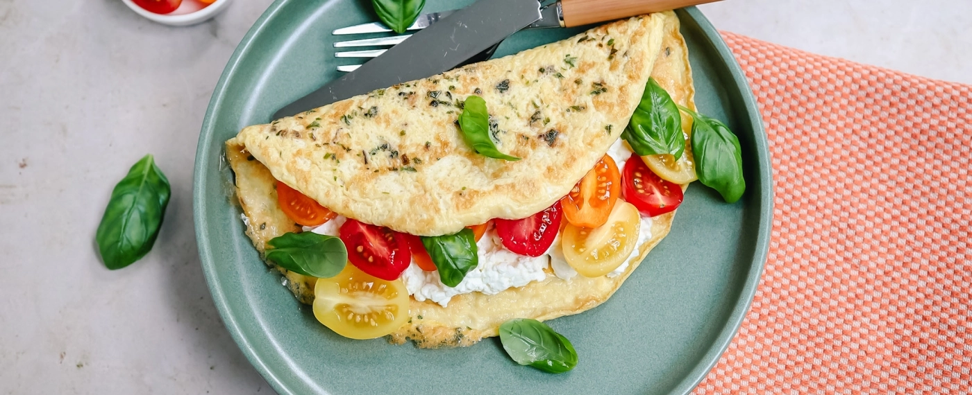 Omelet met cottage cheese & tomaatjes
