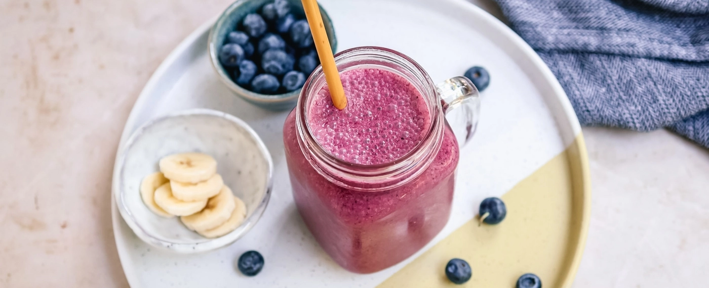 Paarse proteïne shake