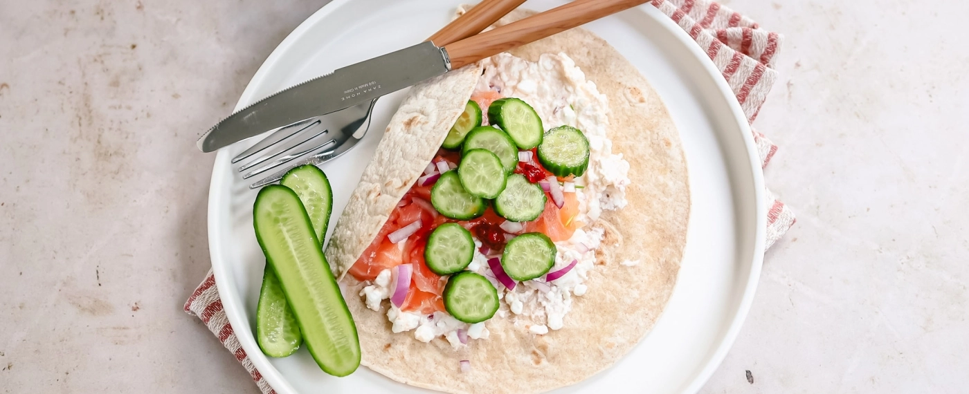 Wrap met pittige cottage cheese & zalm