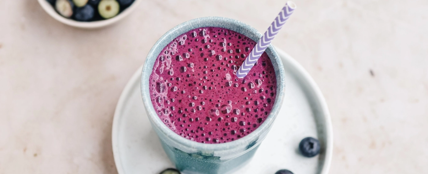 Blauwe bessen proteïne shake
