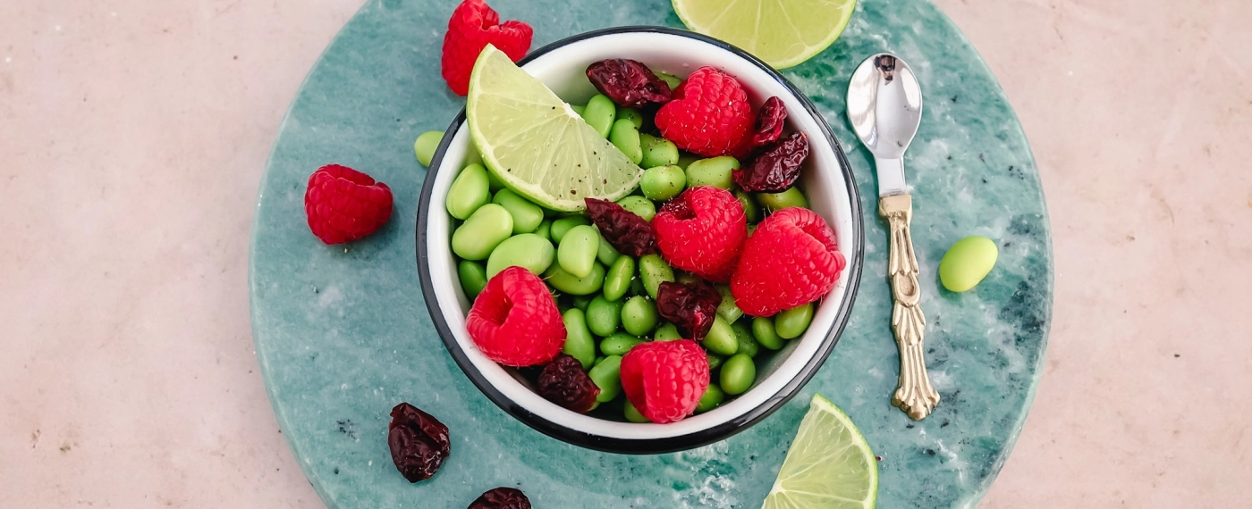 Frambozen & edamame boontjes salade