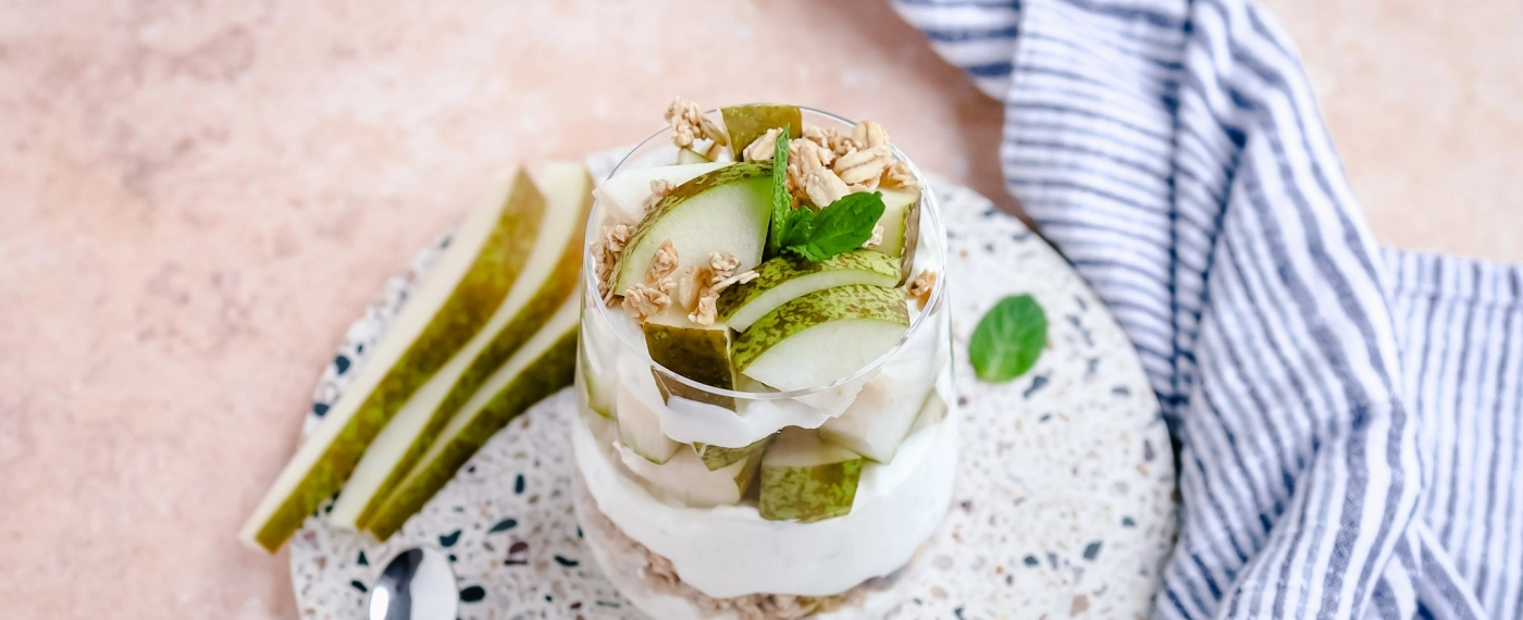 Eiwitrijke ontbijtcocktail met peer