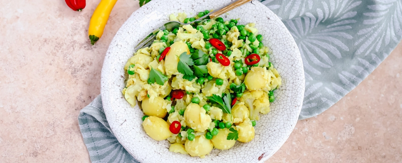 Curry met krieltjes, bloemkool & kabeljauw