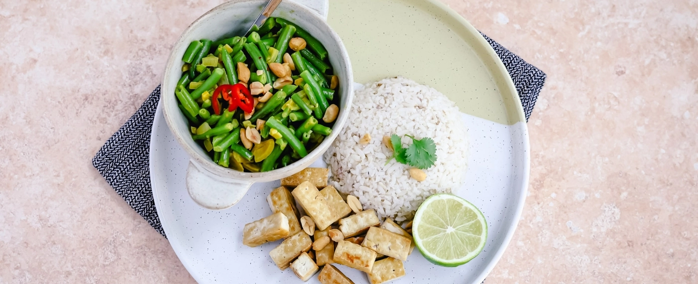 Rijst met tofu & kokosboontjes