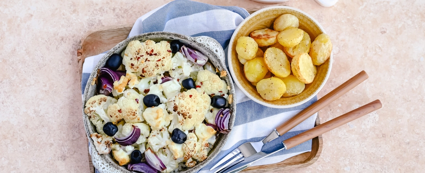 Geroosterde bloemkool met feta & olijven