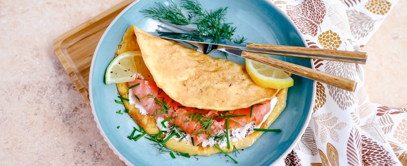 Omelet met citroen-mascarpone & gerookte zalm