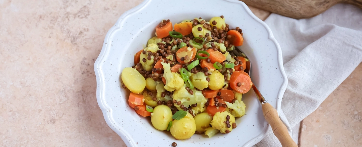 Ras el hanout curry met krieltjes, bloemkool & linzen