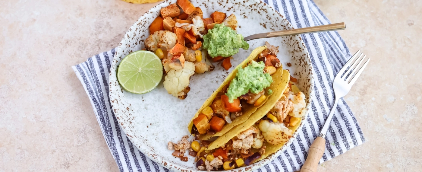 Taco’s met zoete aardappel, bloemkool & tofu