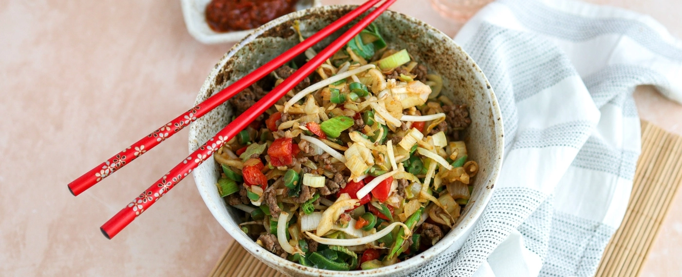 Gehakt met Chinese wokgroenten