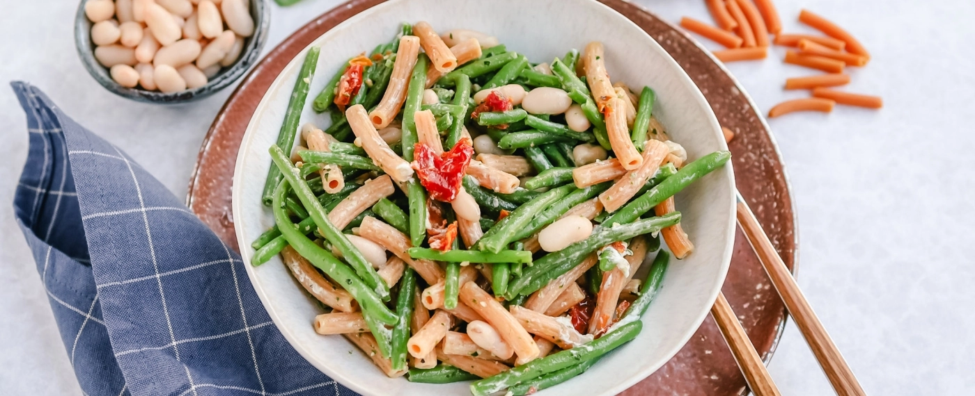 Penne met bonen & geitenkaas