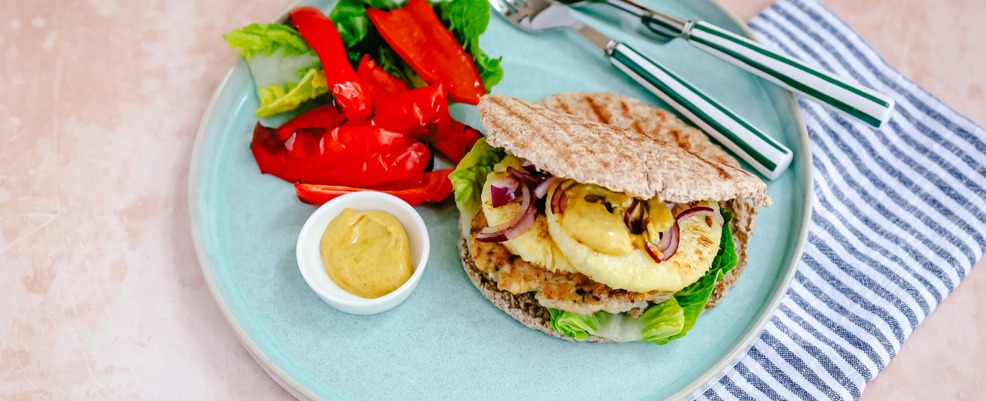 Pita kipburger & ananas