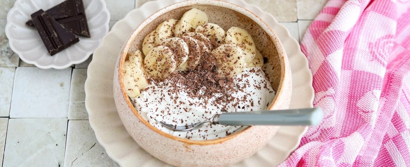 Kwark met banaan & pure chocolade