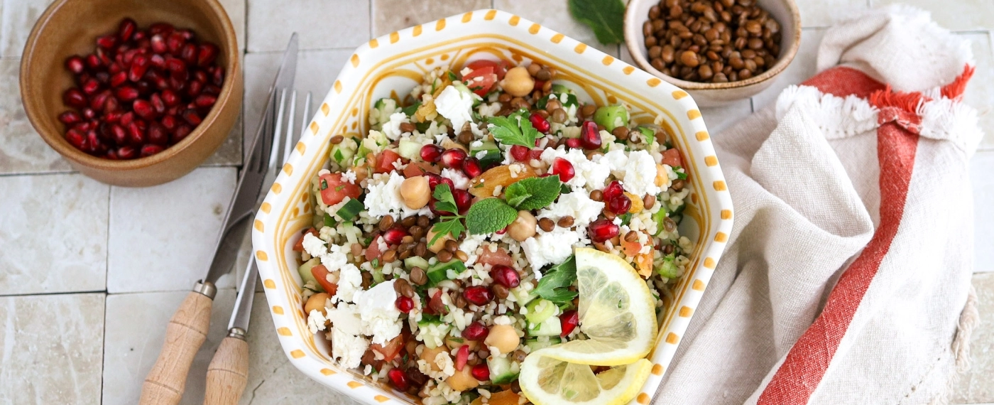 Tabouleh met linzen & kikkererwten