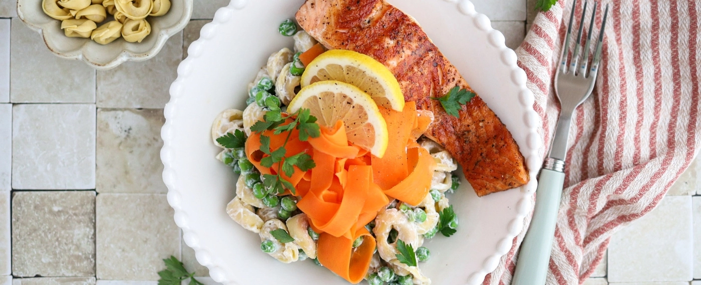 Tortellini met wortellinten & zalm