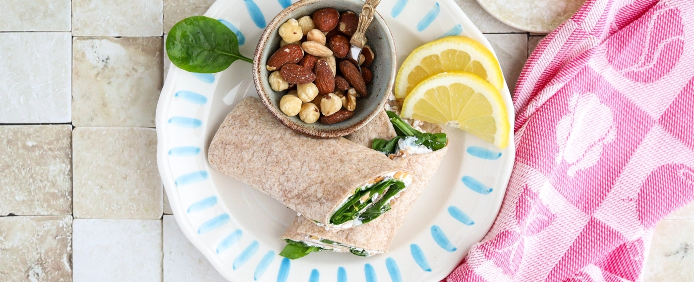 Wrap met notenspread & spinazie