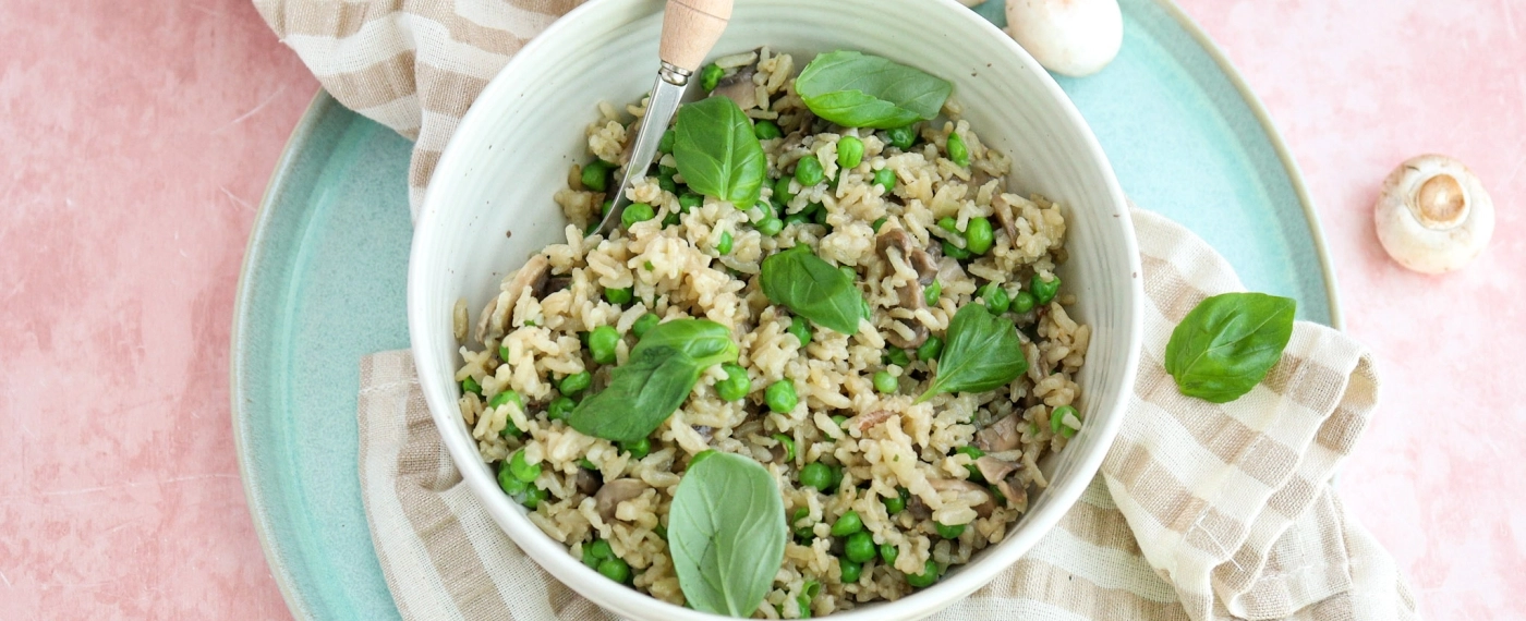 Risotto met champignons & doperwten