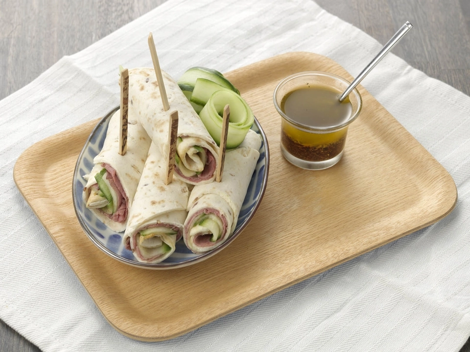 Aziatische wrap met rosbief & gember