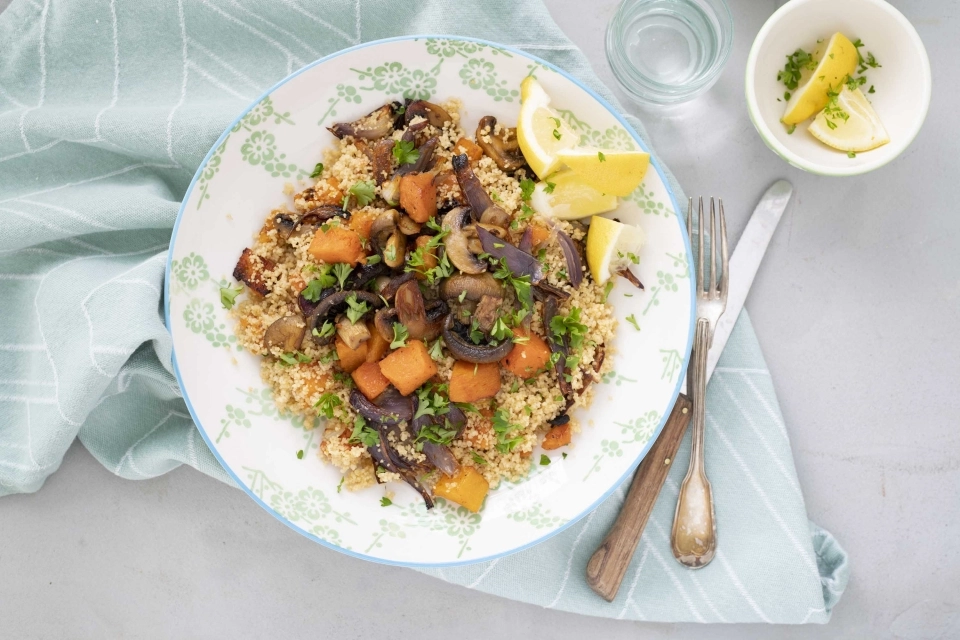 Couscous met geroosterde pompoenstukjes