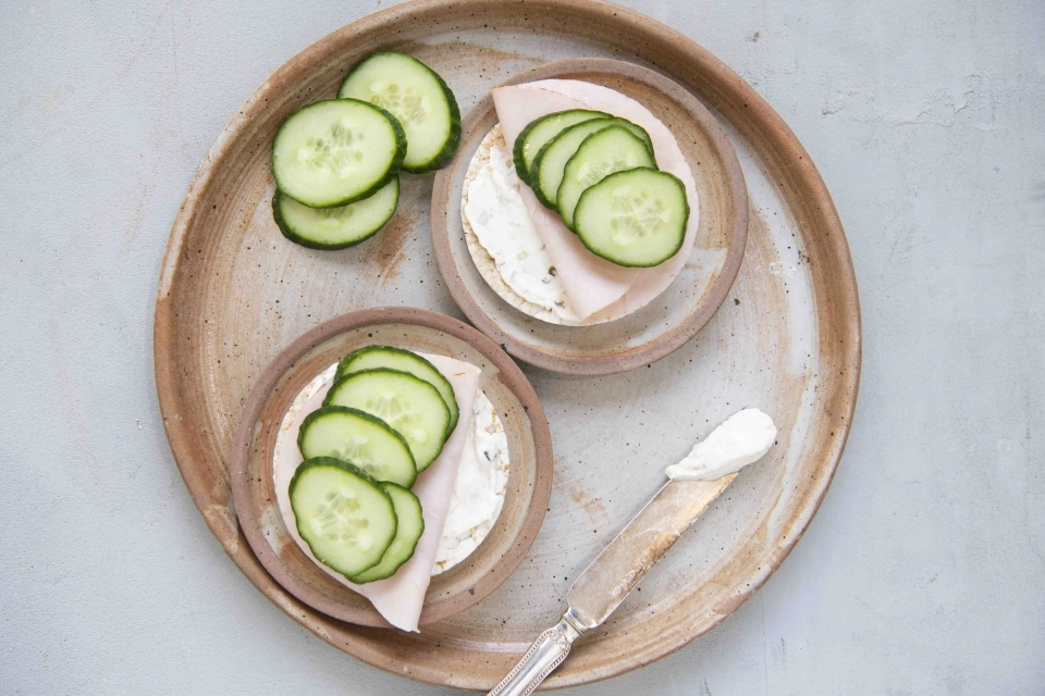 Maïswafels met zuivelspread & kalkoenfilet