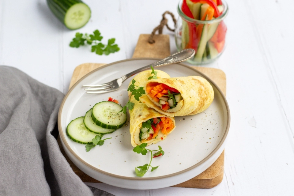 Omelet wrap met groenten