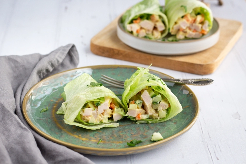 Sla wraps met kip kerrie