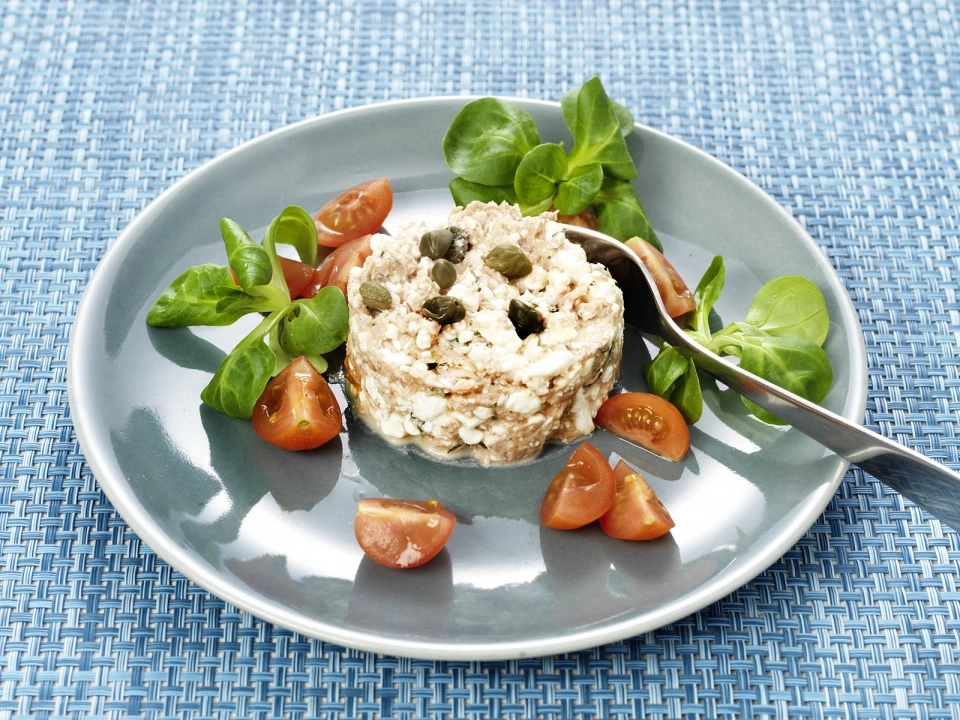Tonijntorentje met cottage cheese