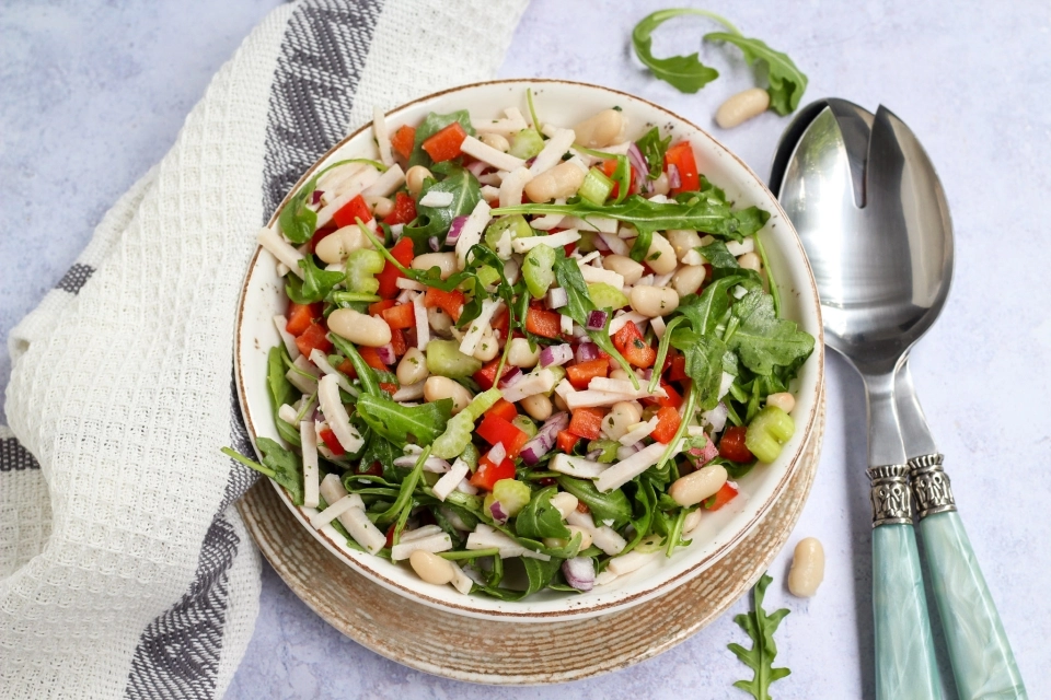 Salade met cannellini bonen & kipreepjes