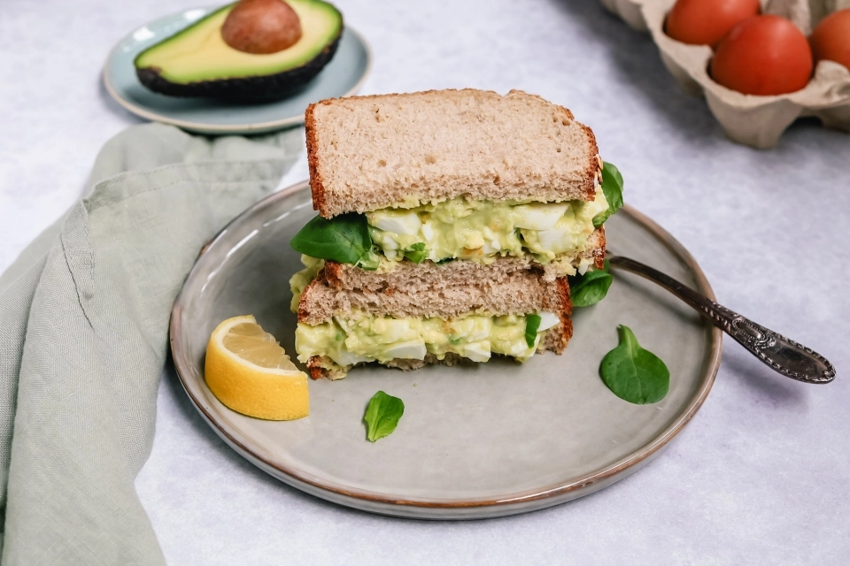 Sandwich met avocado & eiersalade