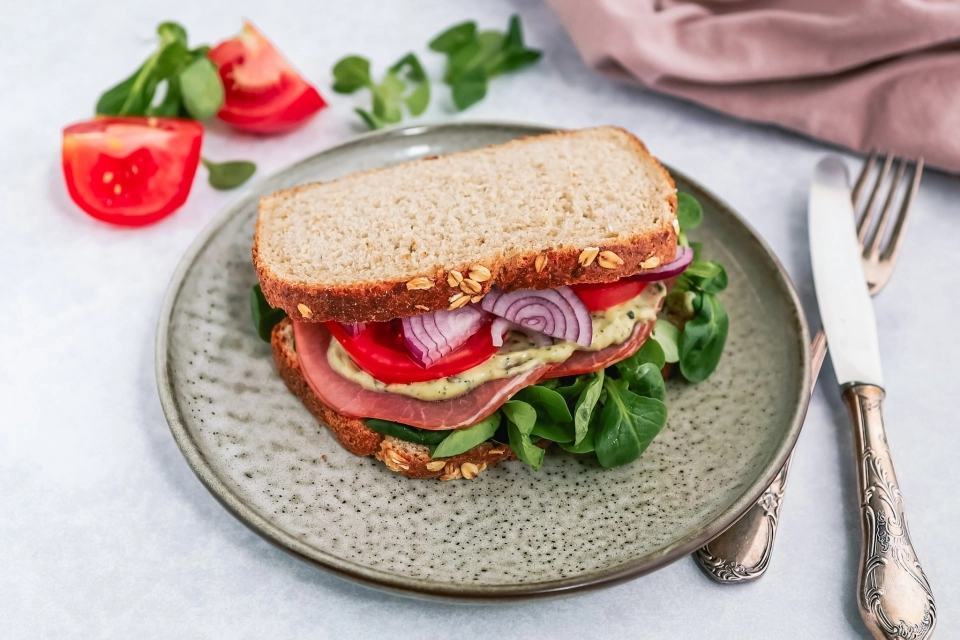 Sandwich met rookvlees & pesto mayonaise