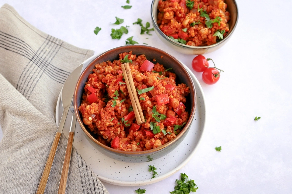 Bulgur pilav met kikkererwten