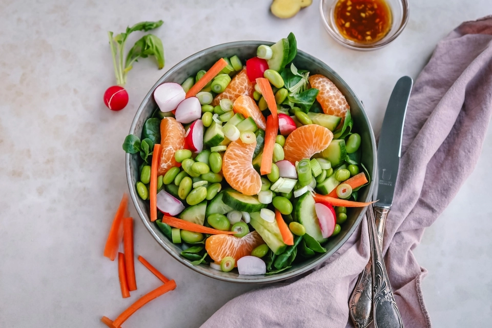 Salade met mandarijn & edamame boontjes