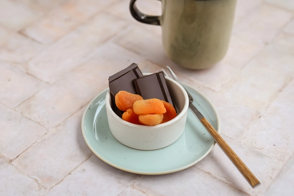 Abrikozen met pure chocolade