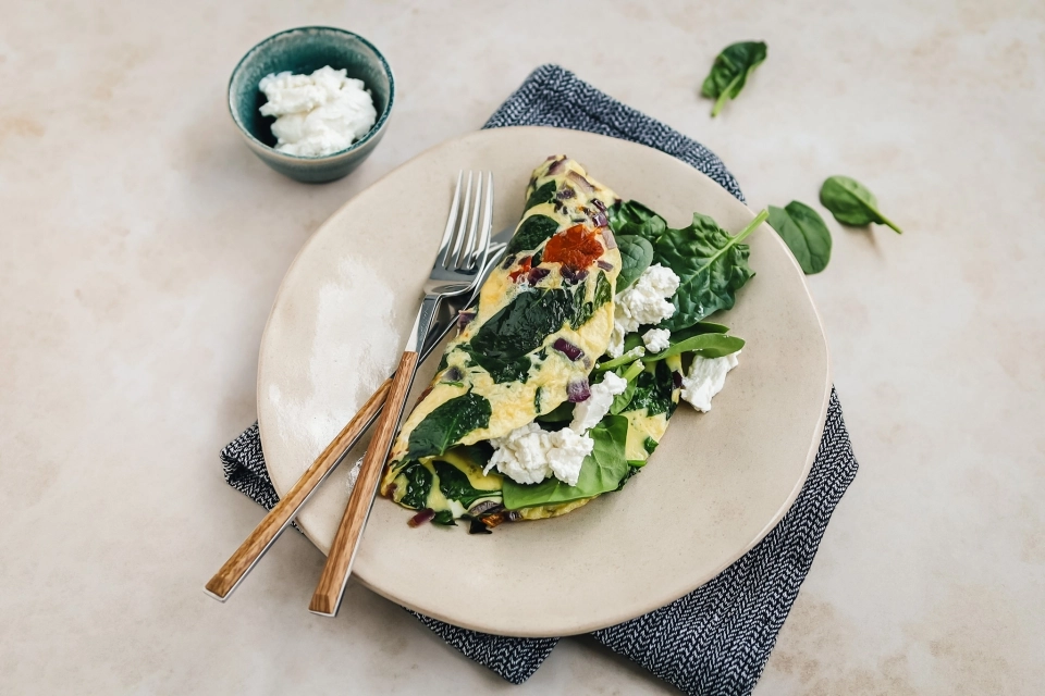 Omelet met spinazie & ricotta