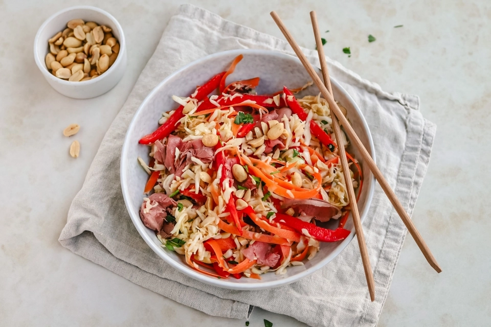 Spitskool salade met rosbief
